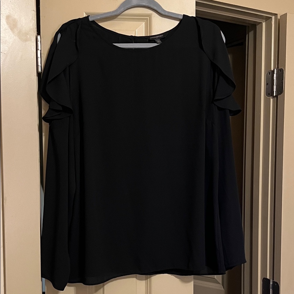 Banana Republic Black Blouse with Ruffle Sleeves